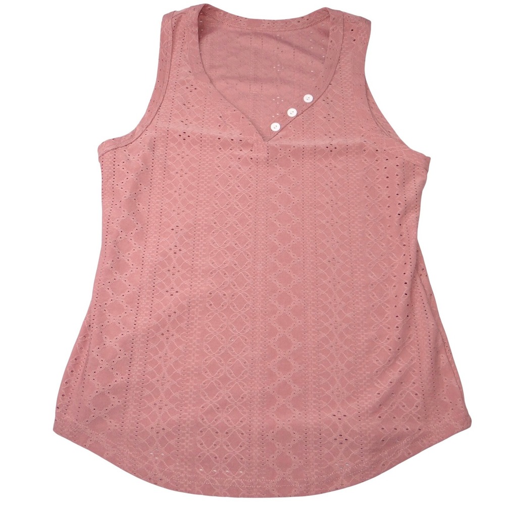 SHEIN Pink Eyelet V Neck Tank Top Women‎ Size S